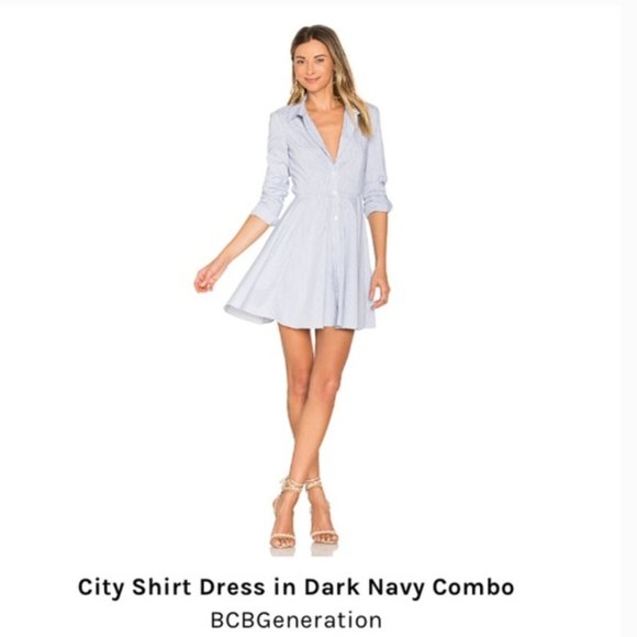BCBGeneration Dresses & Skirts - BCBGeneration Long-Sleeve City Shirt Dress Striped Size 0